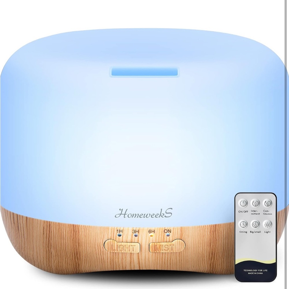 Colorful Essential Oil Diffuser with Wood Base